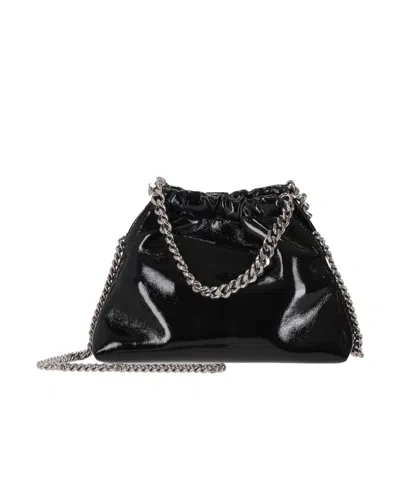 Stella Mccartney Falabella Mini Crinkled Drawstring Bag In Black