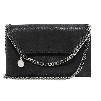 Stella Mccartney Mini Falabella Shaggy Dear Faux Leather Crossbody Bag In Black