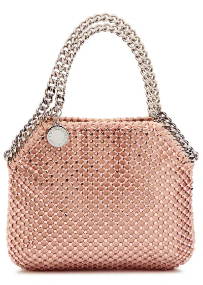 Stella Mccartney Falabella Mini Crystal-embellished Satin Top Handle Bag In Pink