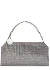 Stella Mccartney Falabella Mini Crystal-embellished Satin Top Handle Bag In Silver