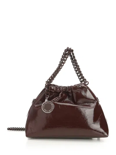 Stella Mccartney Falabella Mini Drawstring Bag Crinkled Patent Alter Mat W/tonal Chain Handbags Brown