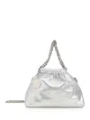 Stella Mccartney Falabella Mini Drawstring Bag Eco Shiny Dotted Chamois W/palladium Color Chain Shoulder Bags Silver In Silver