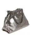 Stella Mccartney Falabella Cracked Metallic Drawstring Crossbody Bag In Gray