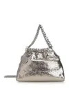 Stella Mccartney Falabella Mini Drawstring Bag Metallic Crackl Handbags Silver