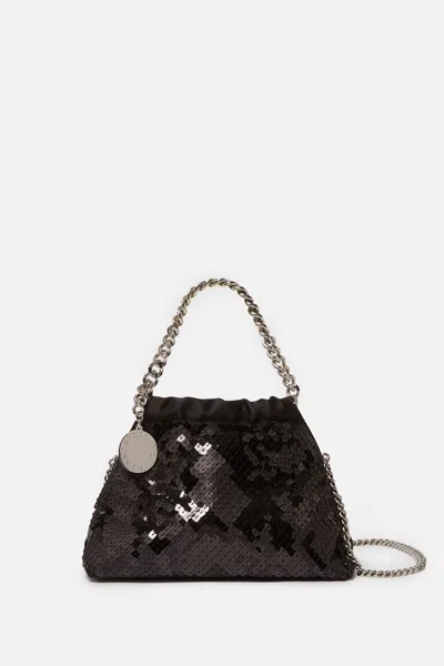 STELLA MCCARTNEY FALABELLA MINI DRAWSTRING BAG PIXEL SNAKE SEQUINS EMBROIDERY
