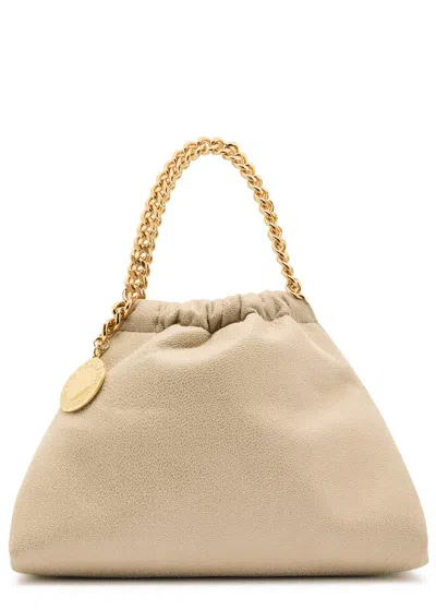 Stella Mccartney Falabella Mini Drawstring Faux Suede Top Handle Bag In Brown