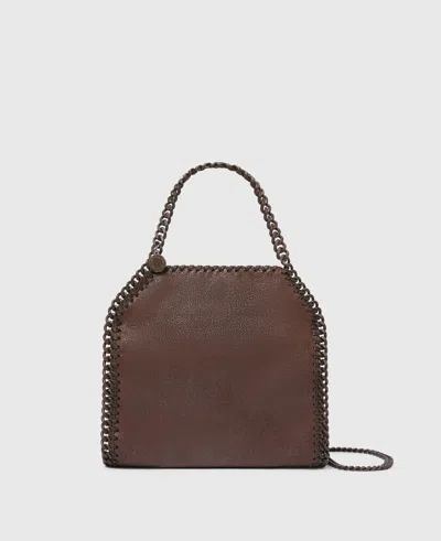 Stella Mccartney Falabella Mini Enamel Tote Bag In Mahogany