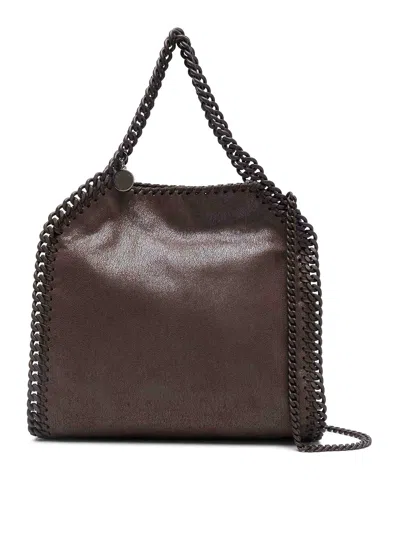 Stella Mccartney Falabella Mini Enamel Tote Bag In Marrón