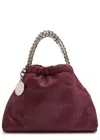 Stella Mccartney Mini Falabella Chain-trimmed Drawstring Tote Bag In Burgundy
