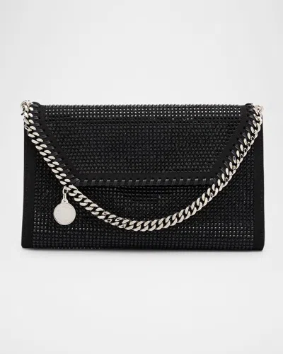 Stella Mccartney Falabella Mini Hotfix Crystal Crossbody Bag In Black
