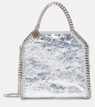 Stella Mccartney Falabella Mini Metallic Shoulder Bag In Silver