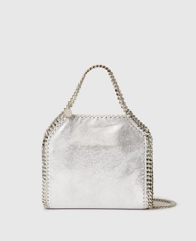 Stella Mccartney Falabella Mini Metallic Tote Bag In Silver
