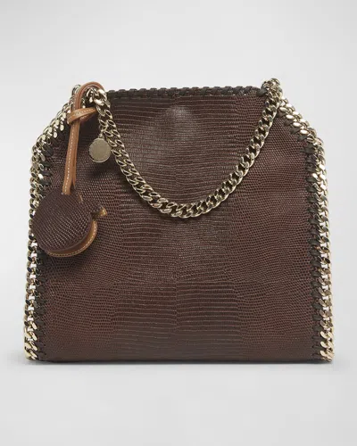 Stella Mccartney Falabella Mini Scale-embossed Vegan Leather Tote Bag In Chocolate Brown