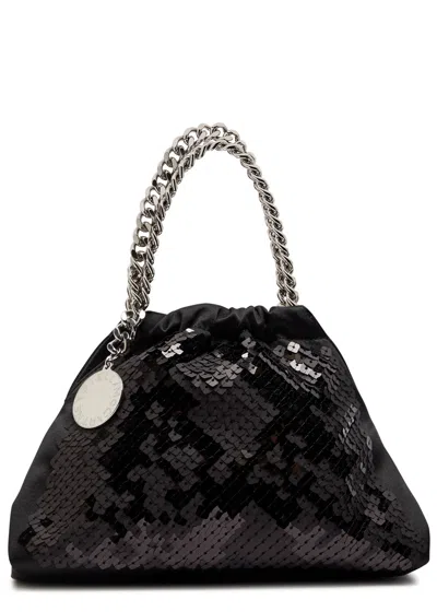 Stella Mccartney Falabella Mini Sequin Cross-body Bag In Black