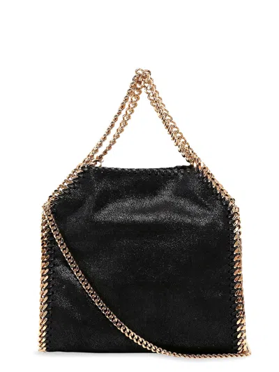 Stella Mccartney Falabella Mini Shaggy Deer Shoulder Bag In Black