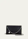 Stella Mccartney Falabella Mini Shaggy Deer Wallet On Chain In Black