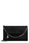 Stella Mccartney Femina Vegan Black Shaggy Deer Fabric Handbag With Silver Chain And Magnetic Flap