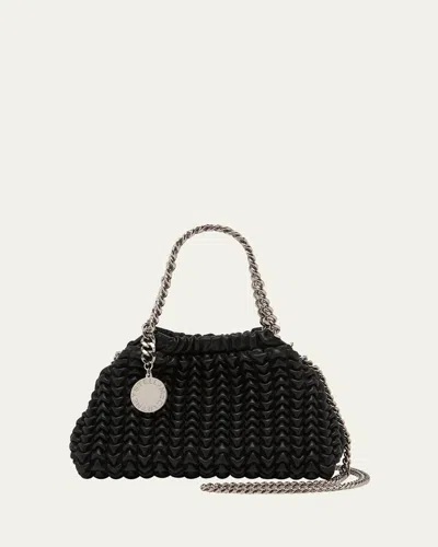 Stella Mccartney Falabella Mini Smocked Vegan Leather Shoulder Bag In Black