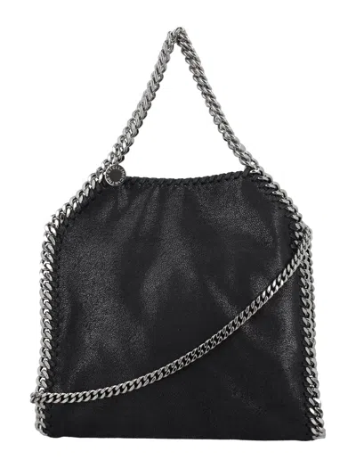 Stella Mccartney Slim Leather Chain Tote In Black