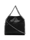 Stella Mccartney '3chain' Mini Black Tote Bag With Logo Engraved On Charm In Black