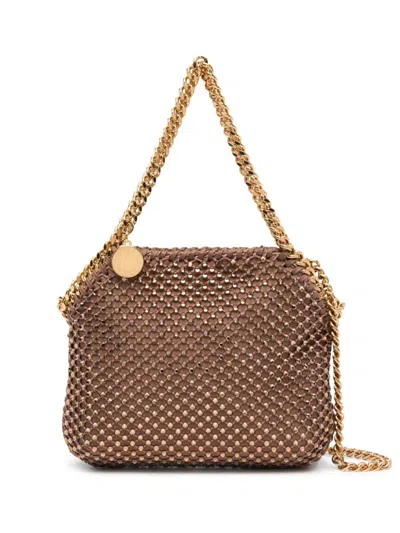 Stella Mccartney Falabella Mini Tote Bag With Crystals In Brown
