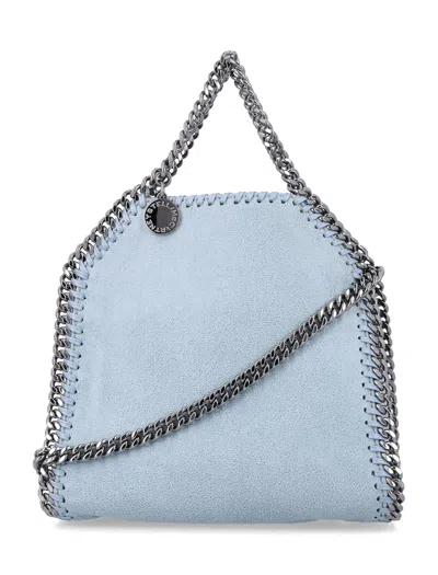 Stella Mccartney Falabella Mini Tote Bag With Silver Diamond-cut Chain & Magnetic Closure In Blue