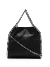 Stella Mccartney Textured Black Bag With Silver Chain Accents