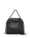 Stella Mccartney Falabella Mini Tote In Metallic Black Vegan Leather In Black/silver