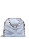 Stella Mccartney Falabella Mini Tote Shoulder Bag In Shaggy Deer Eco Shiny Fabric In Blue