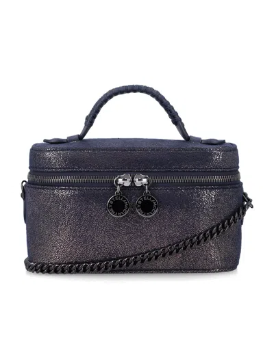 Stella Mccartney Falabella Mini Vanity Case In Matte Shaggy Deer Vegan Leather In Blue