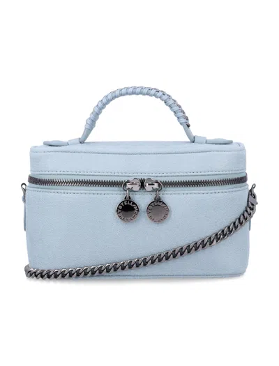 Stella Mccartney Falabella Mini Vanity Case In Matte Shaggy Deer Vegan Leather In Ice Blue
