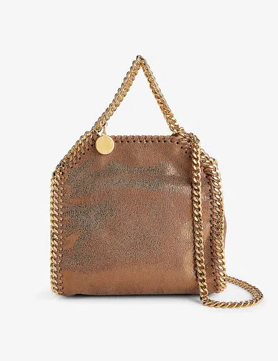 Stella Mccartney Falabella Mini Woven Cross-body Bag In Brown