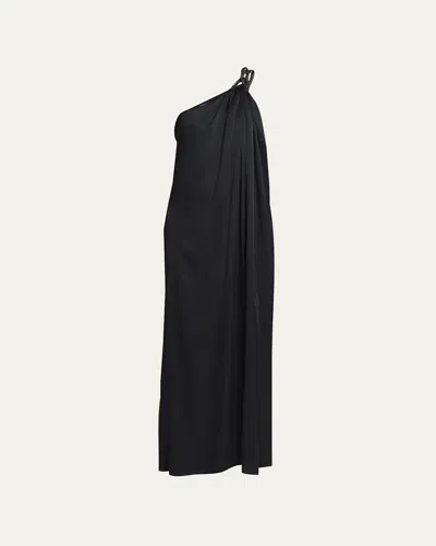 Stella Mccartney Falabella One-shoulder Gown With Crystal Detail In Black