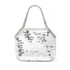 Stella Mccartney Falabella Oversized Sequin Mini Tote Bag In Silver Tone