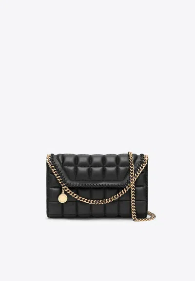 Stella Mccartney Falabella Padded Crossbody Bag In Faux Leather In Black