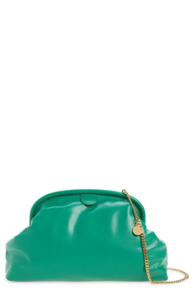 Stella Mccartney Falabella Padded Faux Leather Clutch With Chain In Green