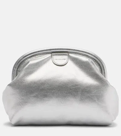 Stella Mccartney Falabella Padded Metallic Clutch In Silver