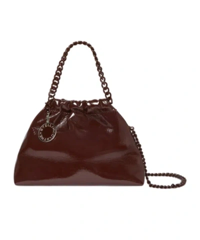 Stella Mccartney Falabella Patent Drawstring Crossbody Bag In Brown