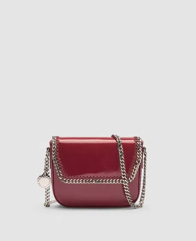 Stella Mccartney Falabella Patent Flap Crossbody Bag In Burgundy