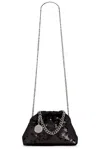 Stella Mccartney Falabella Pixel Snake Sequins Embroidery Mini Drawstring Bag In Black