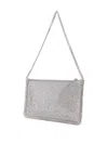 Stella Mccartney Falabella Pochette Crystal-embellished Chain Shoulder Bag In Gray
