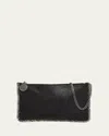 Stella Mccartney Eco Shaggy Deer Pochette Shoulder Bag In Black