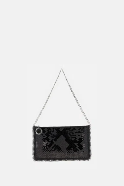 Stella Mccartney Falabella Pochette With Sequins Embroidery In Black
