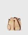 Stella Mccartney Falabella Raffia Crochet Bucket Bag In Natural