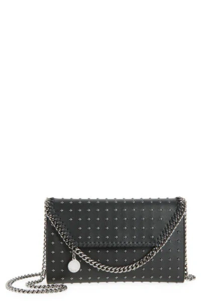 Stella Mccartney Falabella Rock Edition Ny Faux Leather Wallet On A Chain In Black