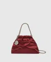 Stella Mccartney Falabella Satin Drawstring Crossbody Bag In Burgundy