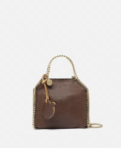 Stella Mccartney Falabella Scale-embossed Tiny Tote Bag In Chocolate Brown