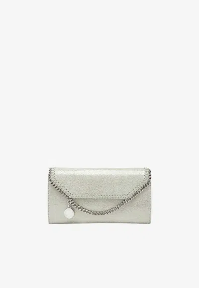 Stella Mccartney Falabella Semi-gloss Faux Leather Clutch Bag In Black