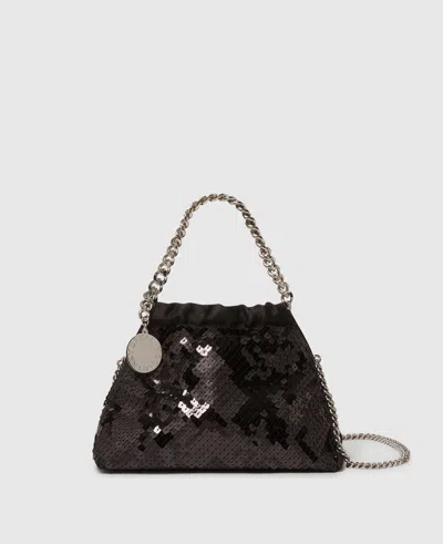 Stella Mccartney Falabella Sequin Drawstring Crossbody Bag In Black