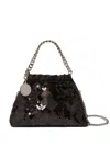 Stella Mccartney Falabella Sequin-embellished Chain-strap Mini Bag In Black